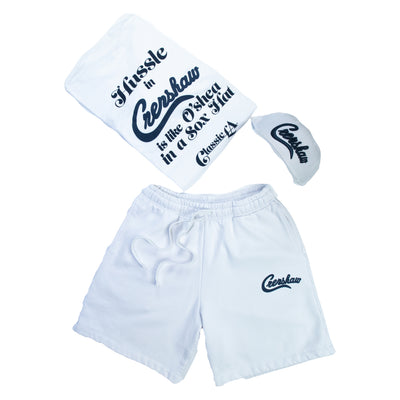 Crenshaw Classic LA Shorts - White/Navy - Matching Set