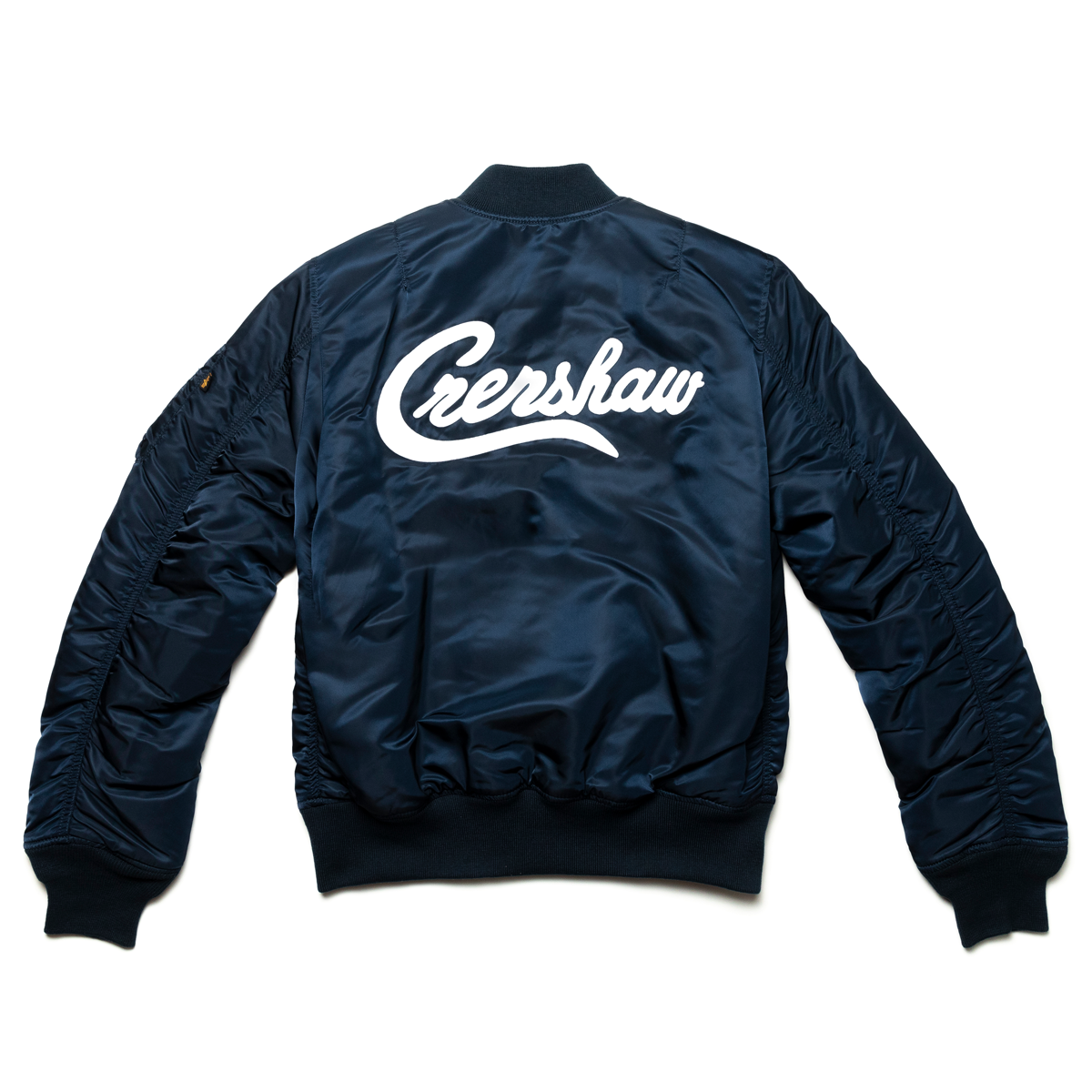 Crenshaw Bomber Jacket - Navy / White- The Marathon Clothing