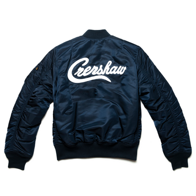 Crenshaw Bomber Jacket - Navy / White- The Marathon Clothing