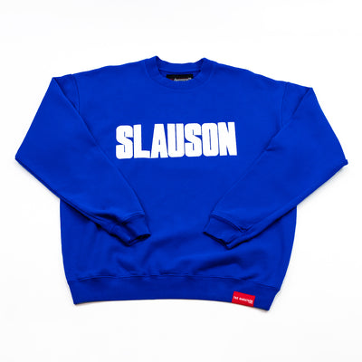 Slauson Block Print Crewneck Sweatshirt - Royal / White - Front