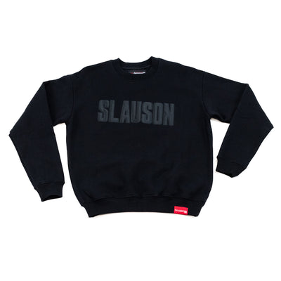 Slauson Block Print Crewneck Sweatshirt - Black / Black - Front