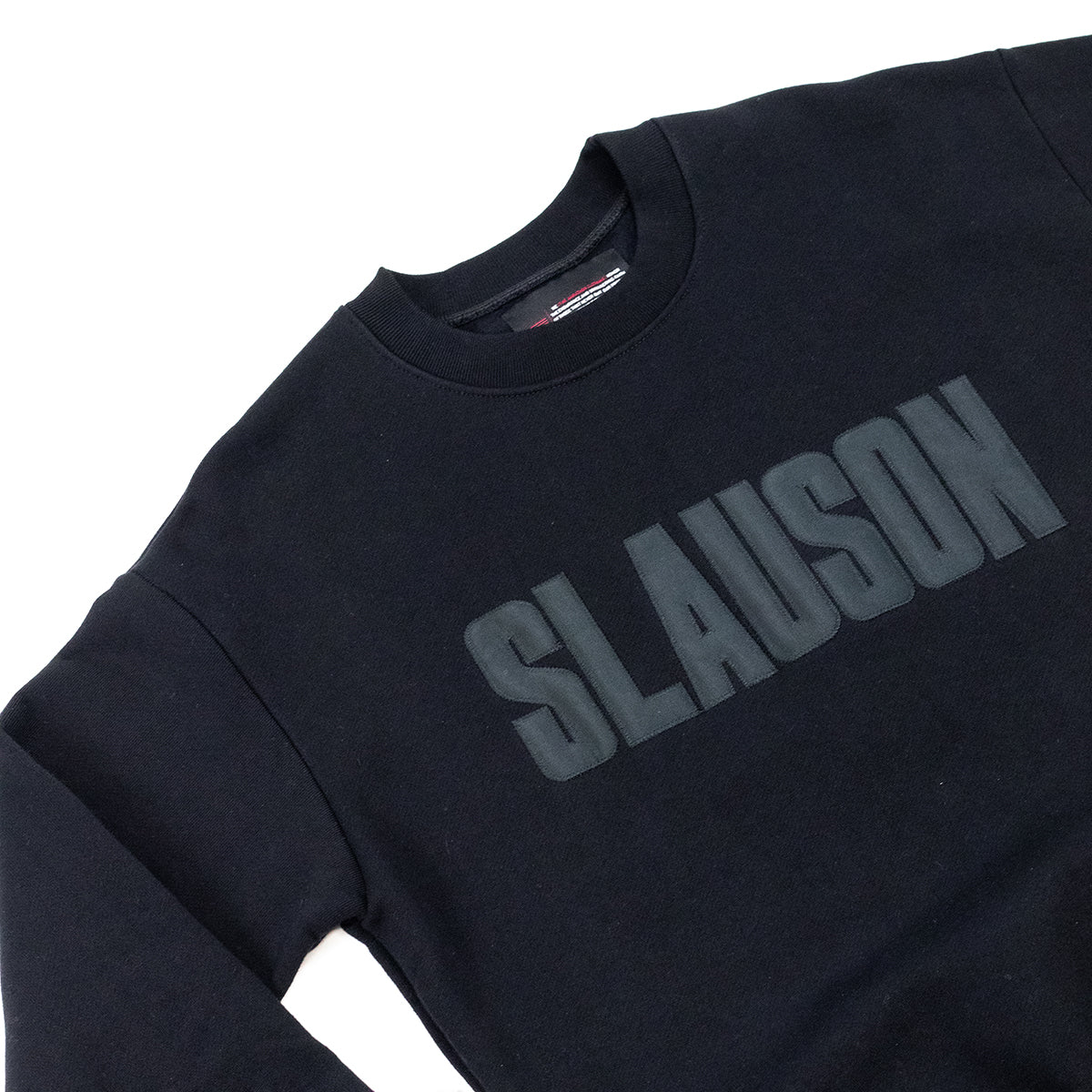 Slauson Block Print Crewneck Sweatshirt - Black / Black - Chest Detail