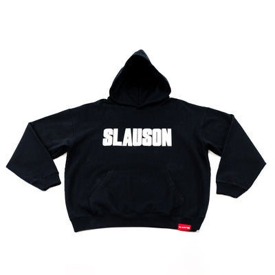 Slauson Block Print Hoodie - Black / White - Front