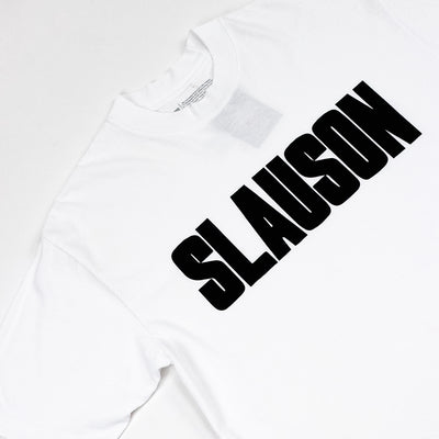 Slauson Block Print T-shirt - White / Black - Chest Detail
