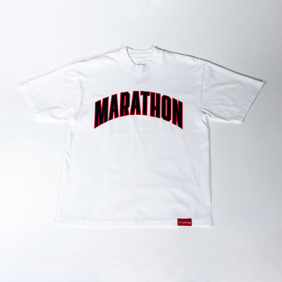 Marathon Varsity T-shirt - White/Black - Front