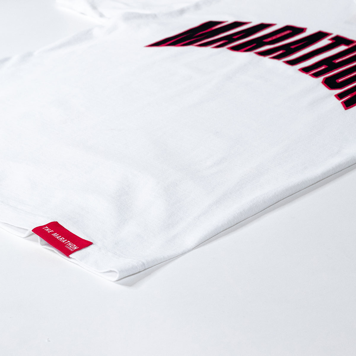 Marathon Varsity T-shirt - White/Black - Woven Label