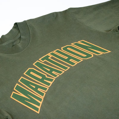 Marathon Varsity T-shirt - Olive/Olive - Chest Detail
