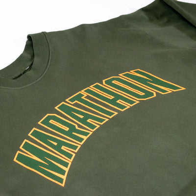 Marathon Varsity Crewneck Sweatshirt - Olive/Olive - Chest Detail