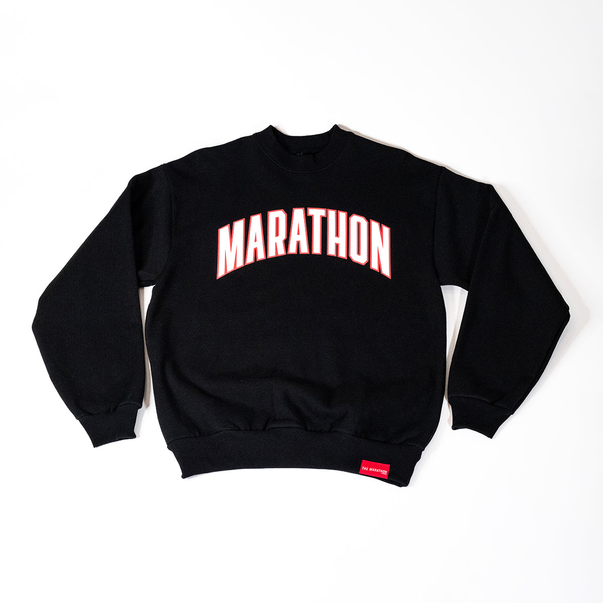 Marathon Varsity Crewneck Sweatshirt - Black/White - Front