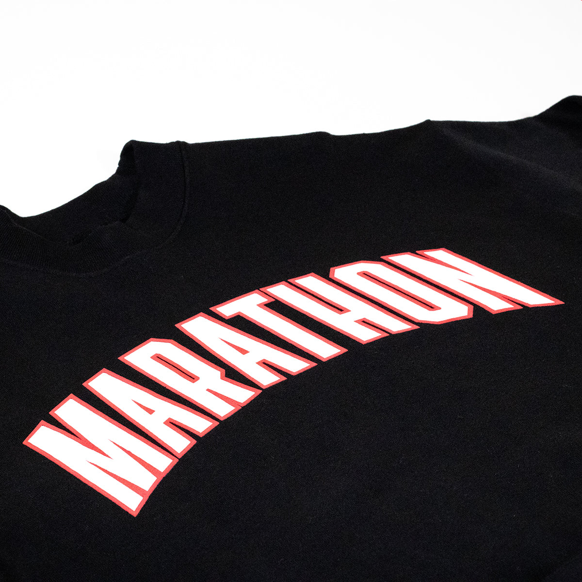 Marathon Varsity Crewneck Sweatshirt - Black/White - Chest Detail