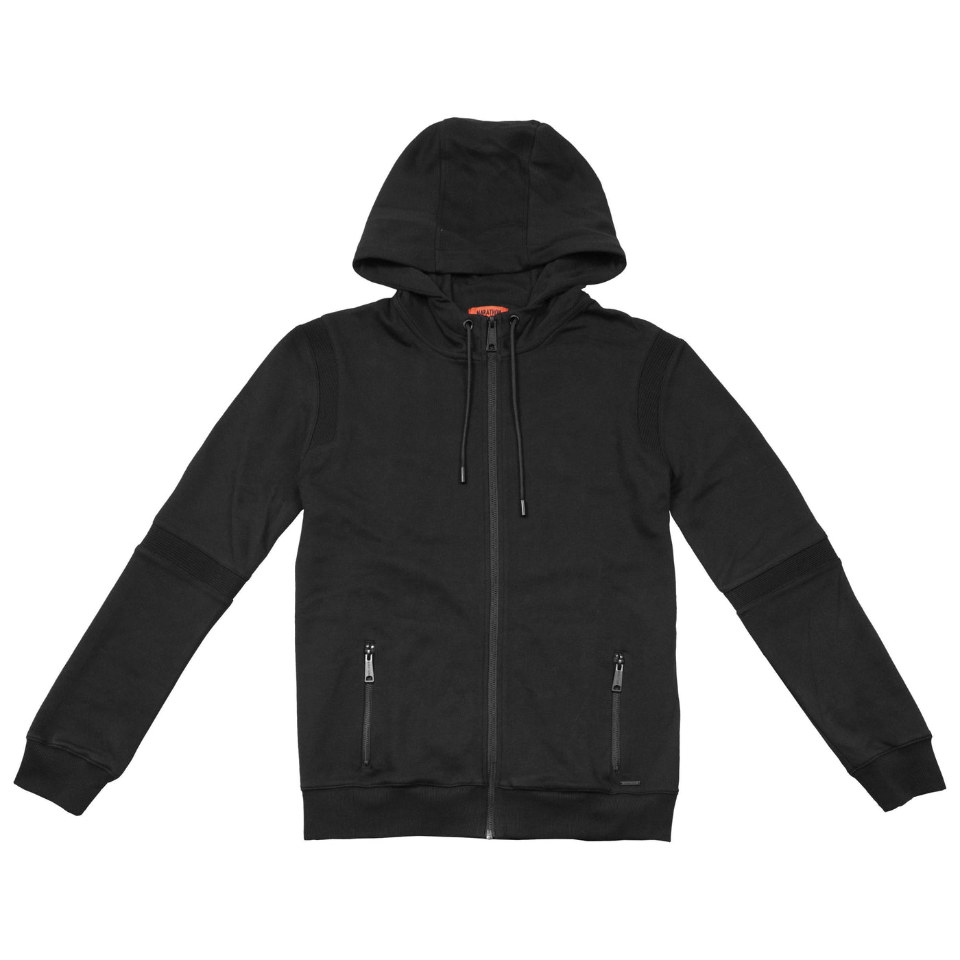 TMC Interlock Panel Zip Hoodie - Black-The Marathon Clothing