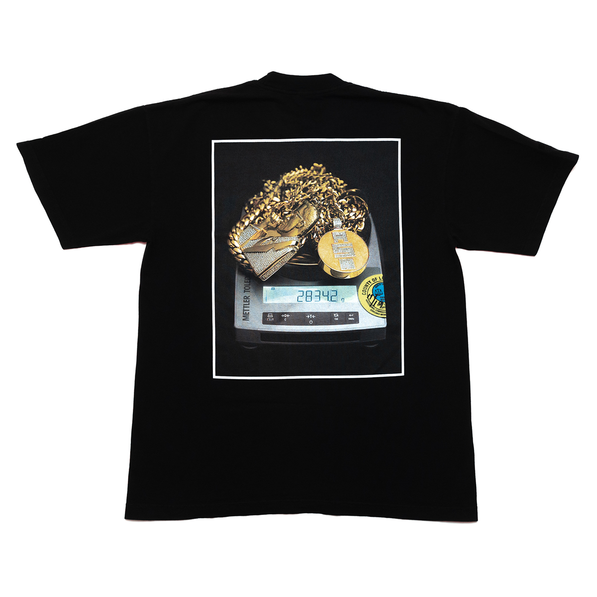 Grams & Gold Chains (Photo) T-shirt - Black/White-The Marathon Clothing