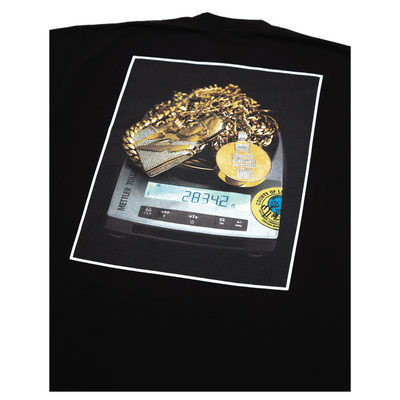 Grams & Gold Chains (Photo) T-shirt - Black/White-The Marathon Clothing