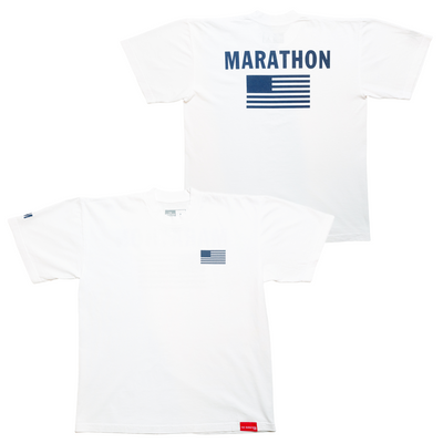 TMC Color Block Flag T-shirt - White/Navy-The Marathon Clothing