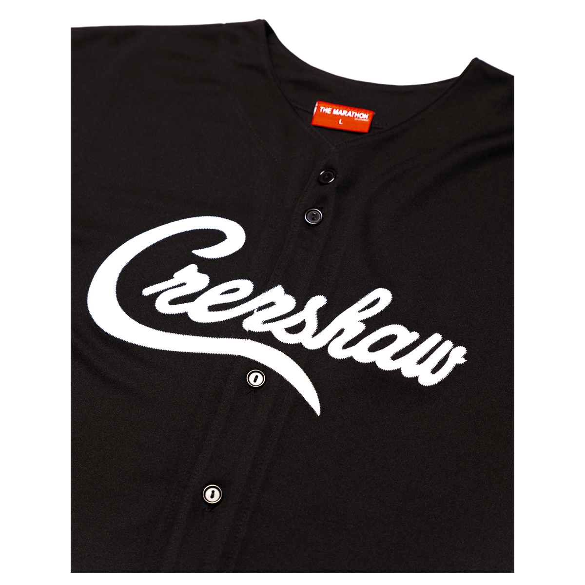 Crenshaw Baseball Jersey - Solid Black/White-The Marathon Clothing