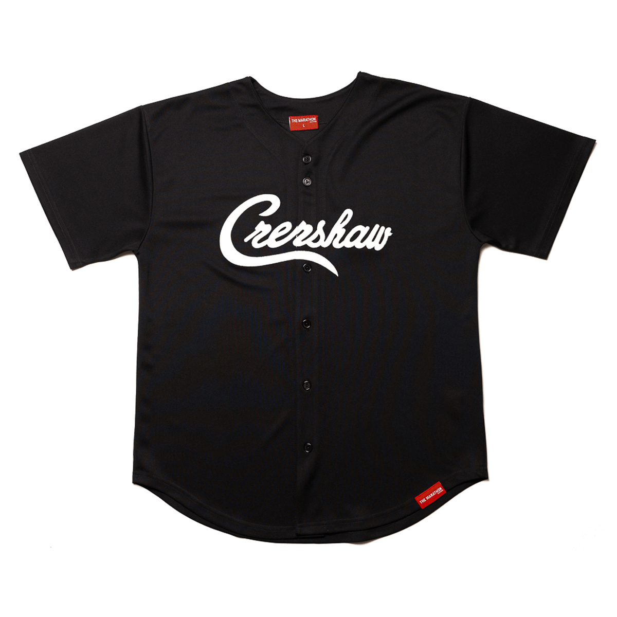 Crenshaw Baseball Jersey - Solid Black/White-The Marathon Clothing