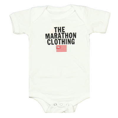 TMC Stacked Logo Onesie - White- The Marathon Clothing