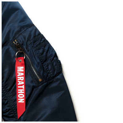 Marathon Bomber Jacket - Navy / White- The Marathon Clothing