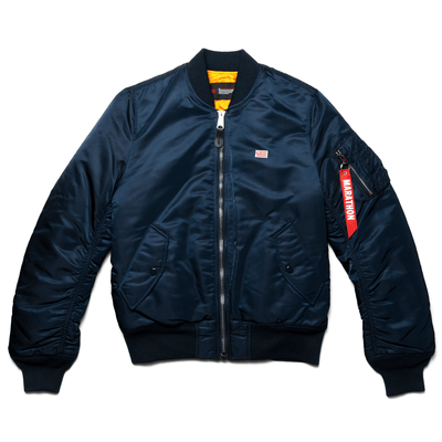 Marathon Bomber Jacket - Navy / White- The Marathon Clothing