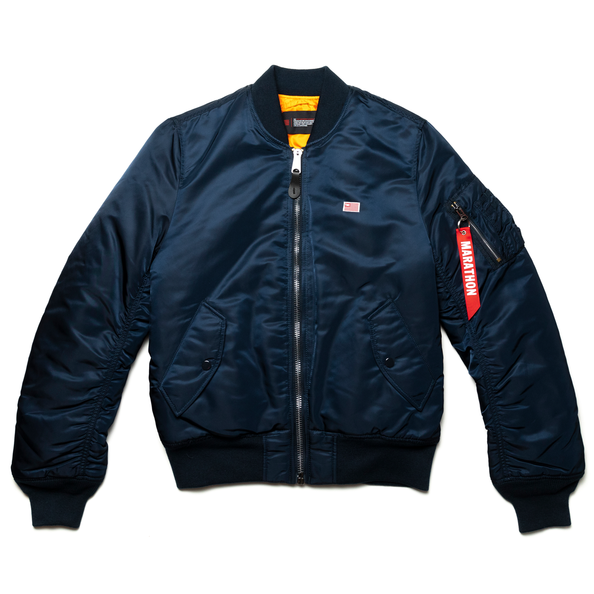 Crenshaw Bomber Jacket - Navy / White- The Marathon Clothing