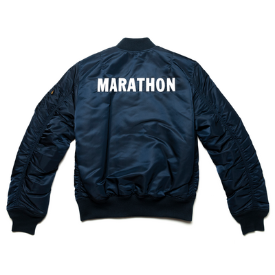 Marathon Bomber Jacket - Navy / White- The Marathon Clothing