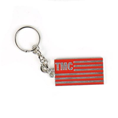 TMC Flag Keychain - Brushed Nickel/Red-The Marathon Clothing