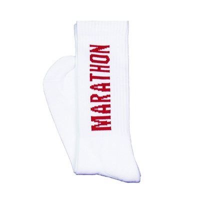 Marathon Socks - White/Red-The Marathon Clothing
