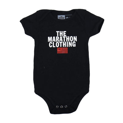 Stacked Logo Onesie - Black-The Marathon Clothing